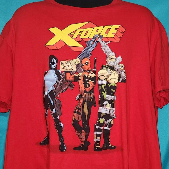 Red Marvel X-Force Deadpool T-Shirt, Size 2X - Picture 1 of 2